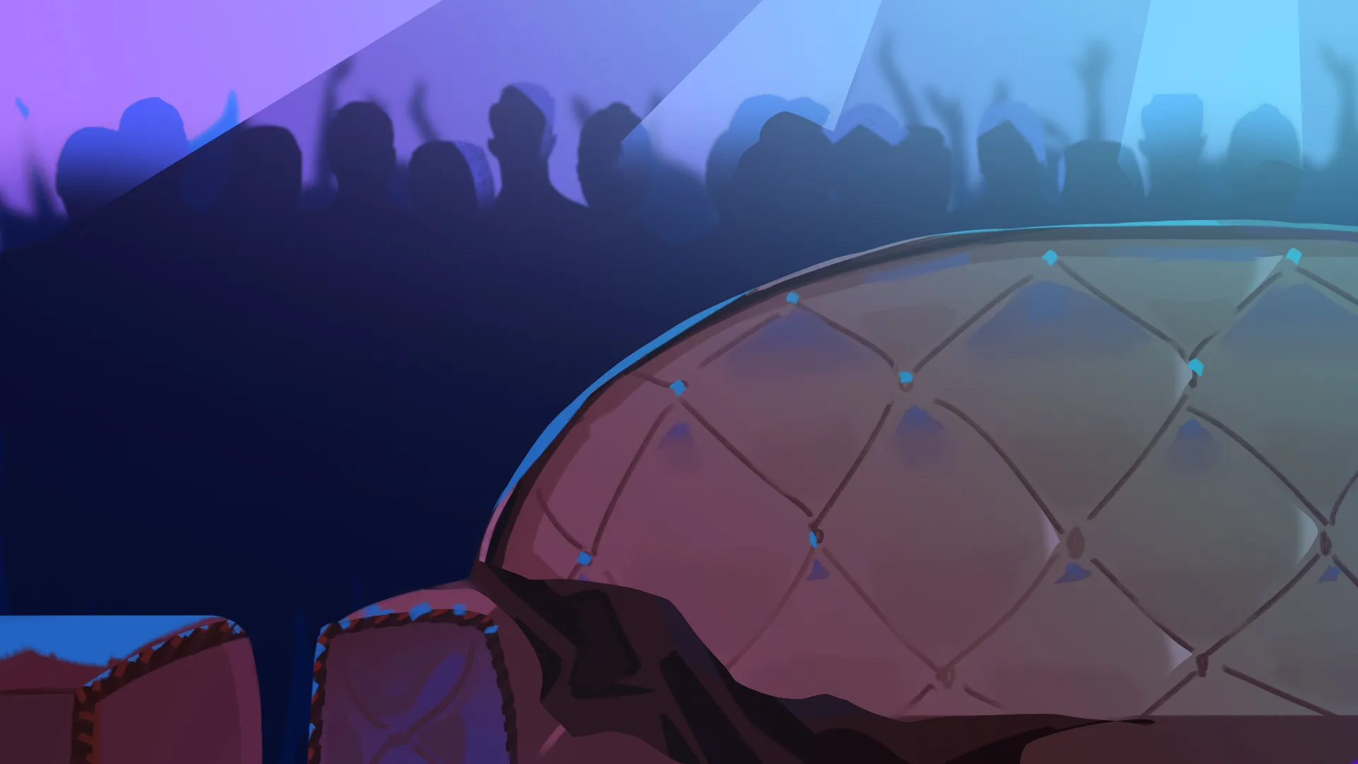 Concert stage seen over a crowd