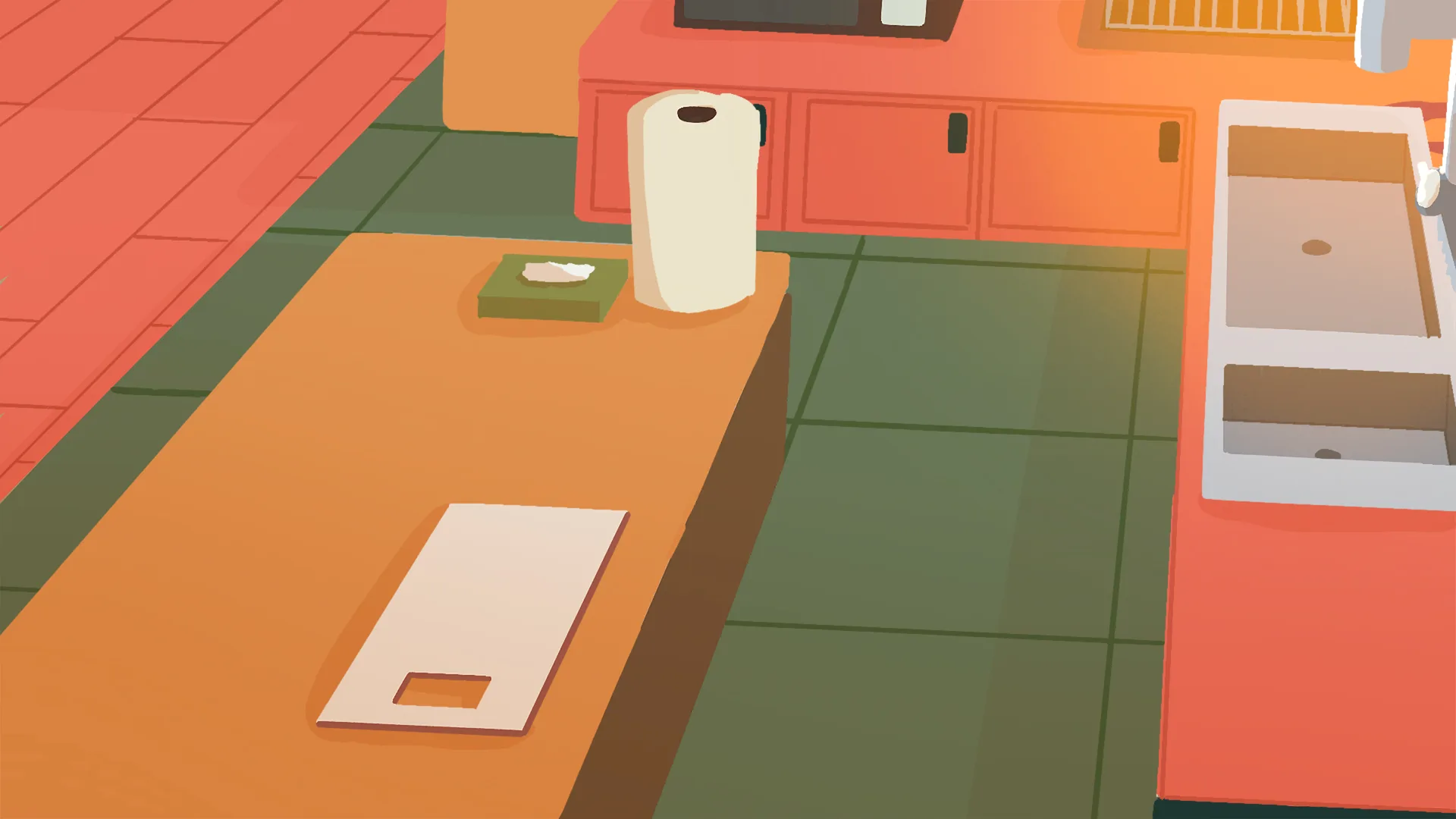 High angle view of a kitchen counter