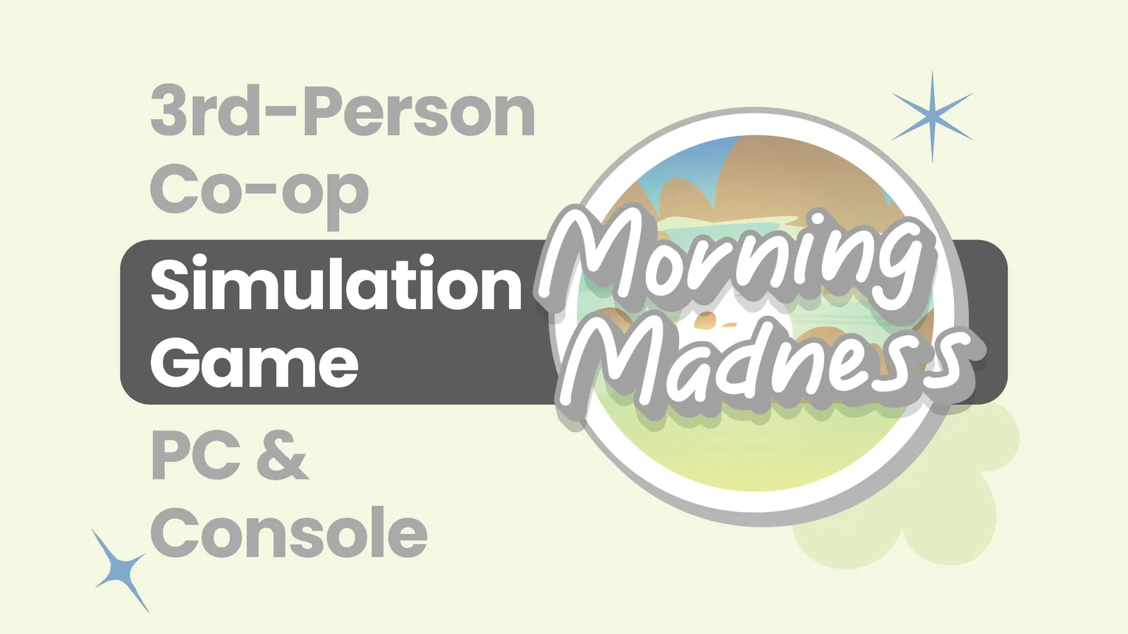Title slide: third-person co-op simulation game for PC and console