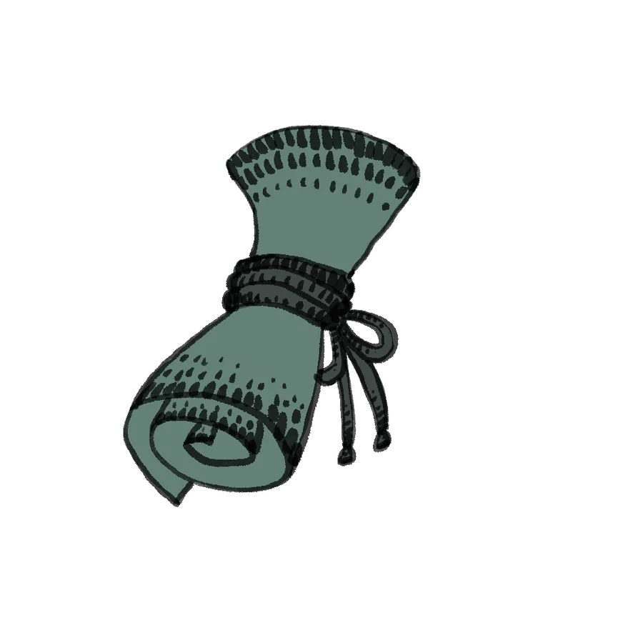Rolled scroll tied with a cord